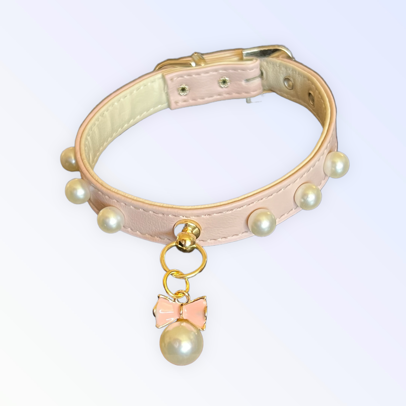 Beaded Pearls and Bow Collar - Pet Supplies