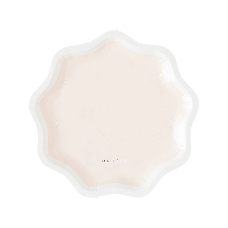 10.5 in serving plate, blush pink, scalloped rim