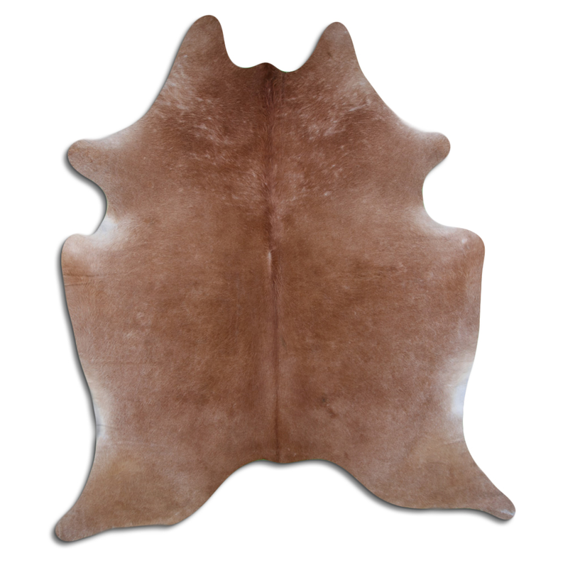 Brown cowhide with natural hair, irregular hide shape