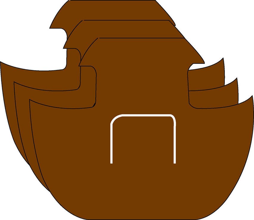 Large single-color foam cut-out in brown, castle-shaped with arch doorway