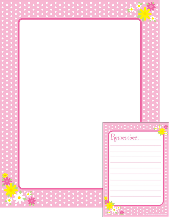 Pink polka-dot writing set with blank note sheet and lined memo pad