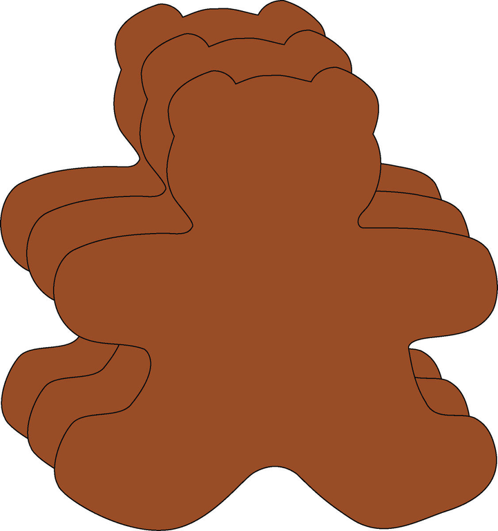 Brown teddy bear foam cut-out with layered, rounded cloud-like edges