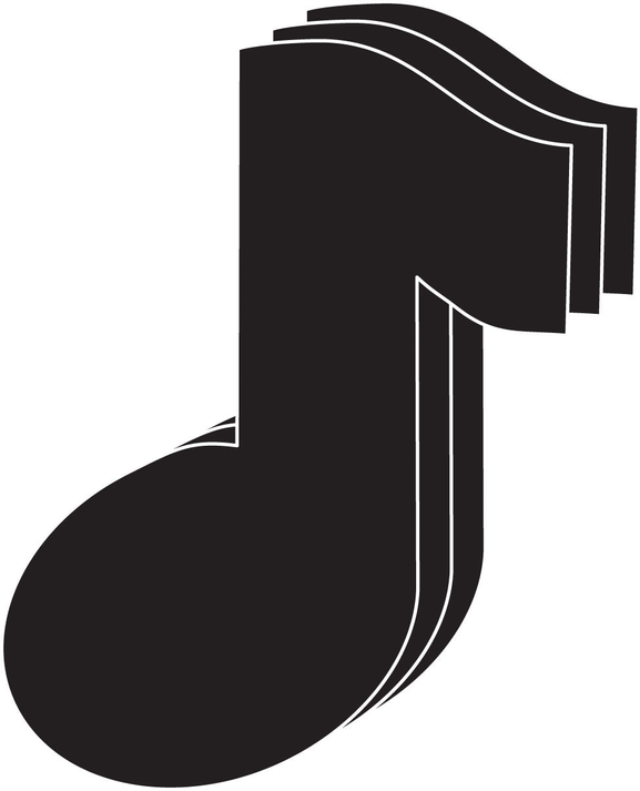 Large single-color foam musical note cut-out, dark black