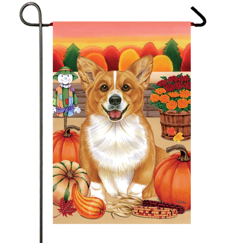 Corgi Pembroke Welsh  - Best of Breed Autumn Harvest Garden Flag - Outdoor's