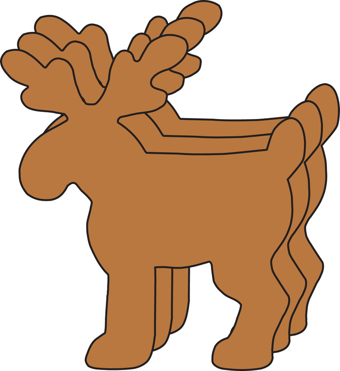 Brown deer-shaped foam cut-out with large ear and antler-like silhouette