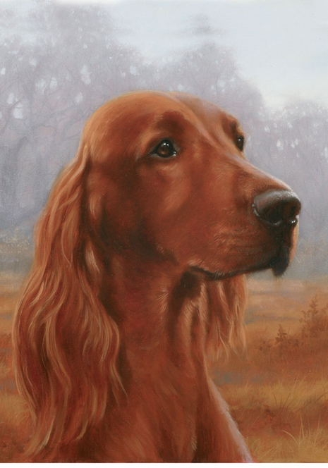 Lhasa Apso dog portrait garden flag, warm brown fur with green eyes