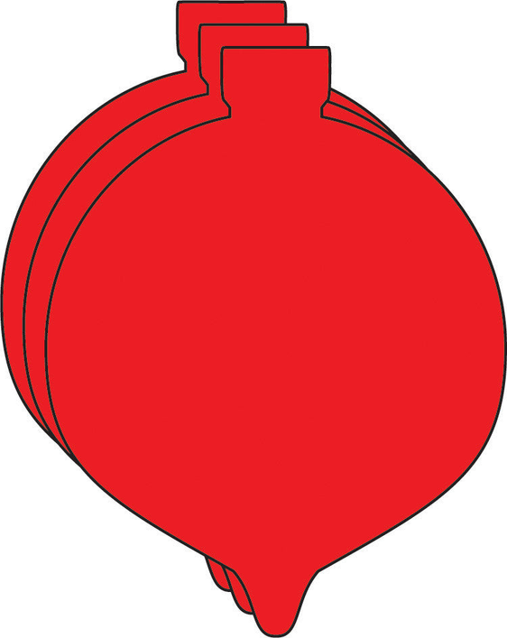 Red foam ornament cut-out, large bauble shape with loop tab and layered outline