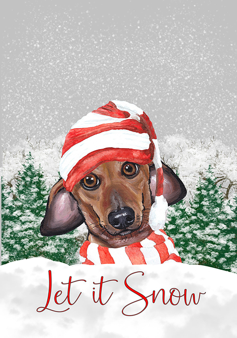 Dachshund Red - Hippie Hound Studios Christmas  House and Garden Flags - Outdoor's
