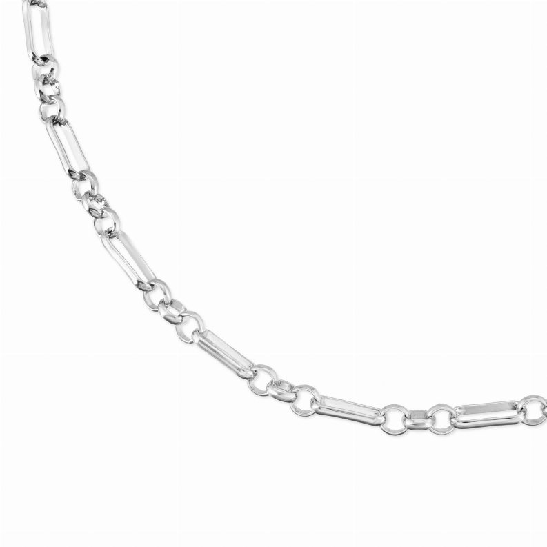 Small multi-link eyewear chain with silver-tone oval and bar links