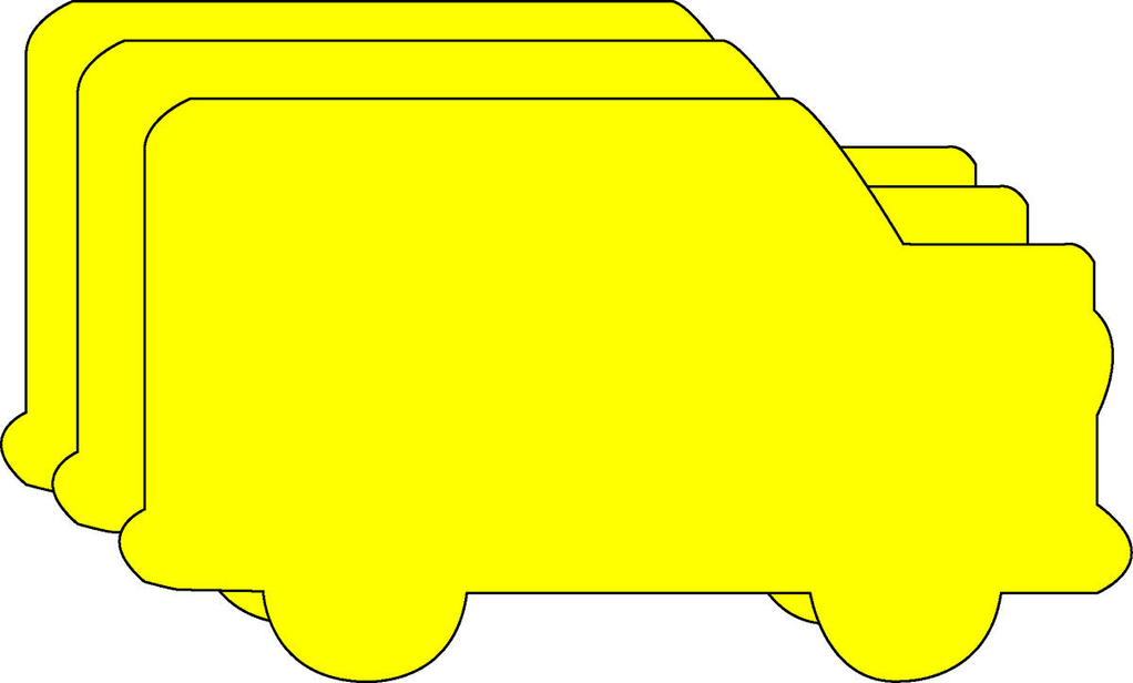 Yellow foam school bus cut-out, large single piece with layered outline.