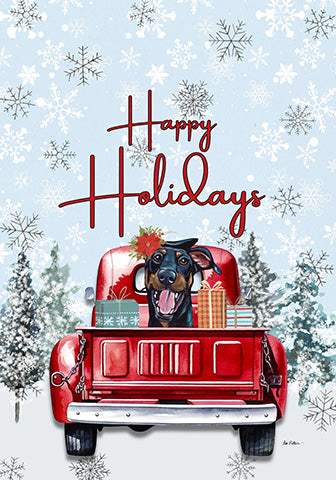 Doberman B/T - Hippie Hound Studio Best of Breed Holiday House and Garden Flag - Outdoor's