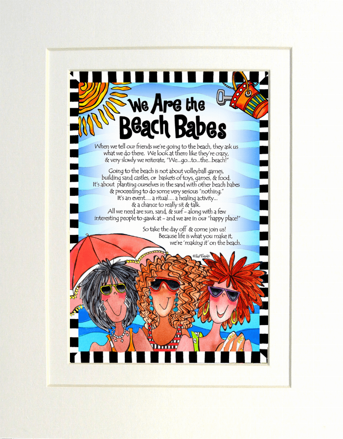 Framed beach-themed gift art print with "We Are the Beach Babes" text