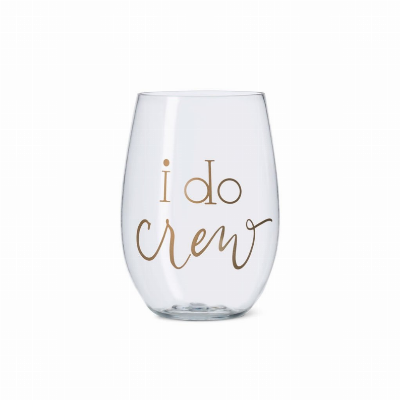 Bride/Bridesmaid Durable Plastic Stemless Wine Cups with Gold Logo 16 oz. - I Do Crew / 1 - Kitchen