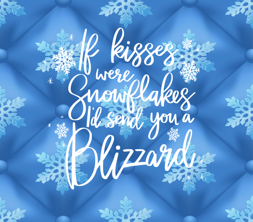 Stainless steel tumbler with snowflake graphic and 'Blizzard' text