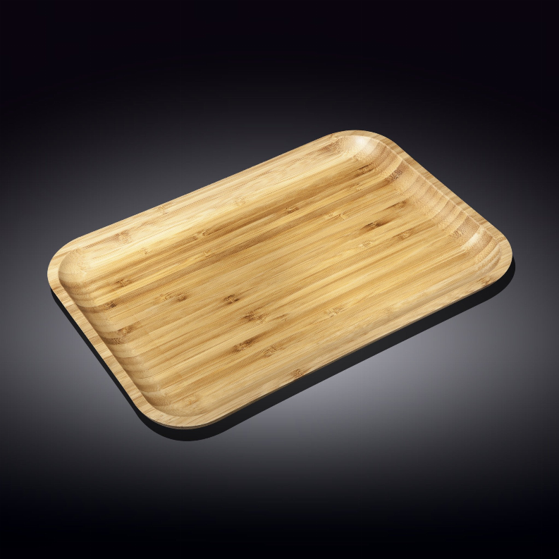 Rectangular wooden serving platter, 12x8 inch (30.5x20.5 cm), rounded corners