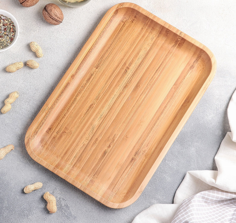 Rectangular wooden platter, 12x8 inch, rounded corners