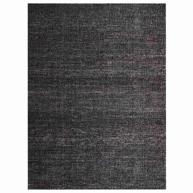 Charcoal solid hand-woven jute area rug, top-down view with consistent weave
