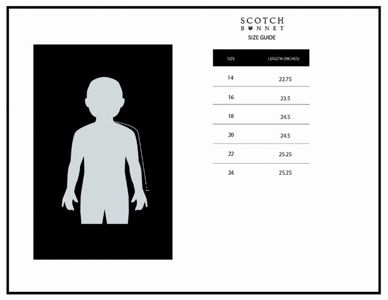Golden Gate size chart with silhouette and length measurements for sizes 14–24