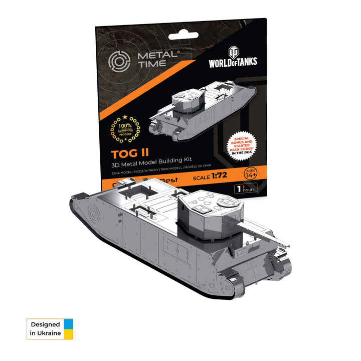 Metal Time 3D metal building kit box for World of Tanks tank, scale 1:72