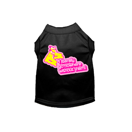 Black dog tee with neon skate graphic and 'go nowhere without them' text