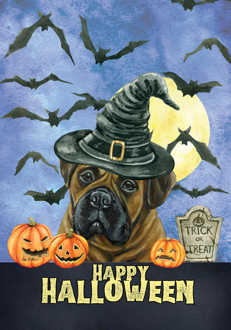 Bull Mastiff - Hippie Hound Studio Best of Breed Halloween House and Garden Flag - Outdoor's