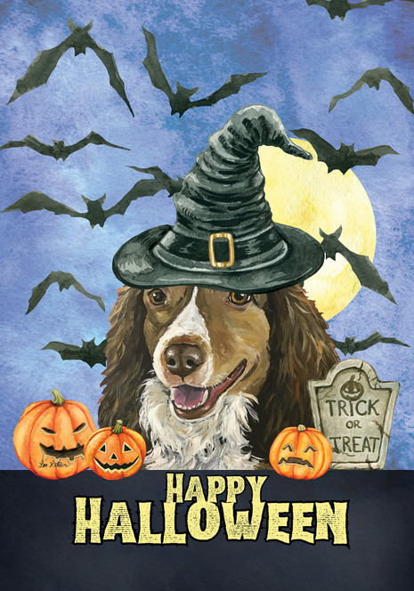 Brittany Spaniel - Hippie Hound Studio Best of Breed Halloween House and Garden Flag - Outdoor's