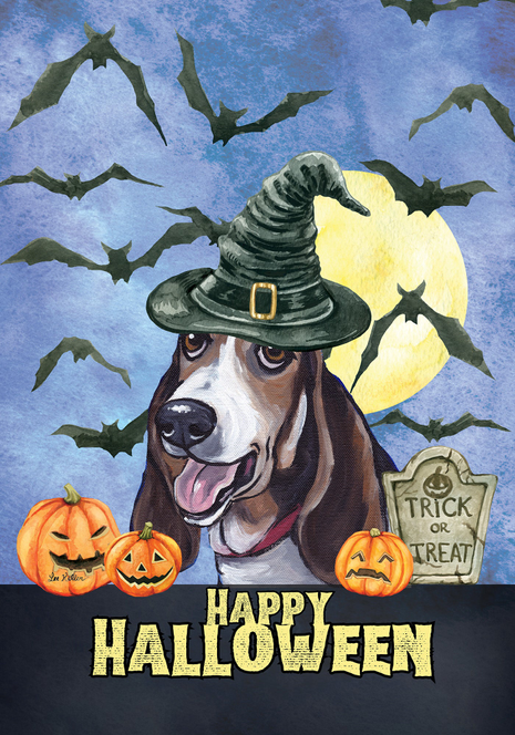 Basset Hound - Hippie Hound Studio Best of Breed Halloween House and Garden Flag - Outdoor's