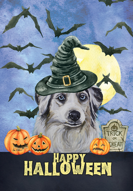Australian Shepherd - Hippie Hound Studio Best of Breed Halloween House and Garden Flag - Outdoor's