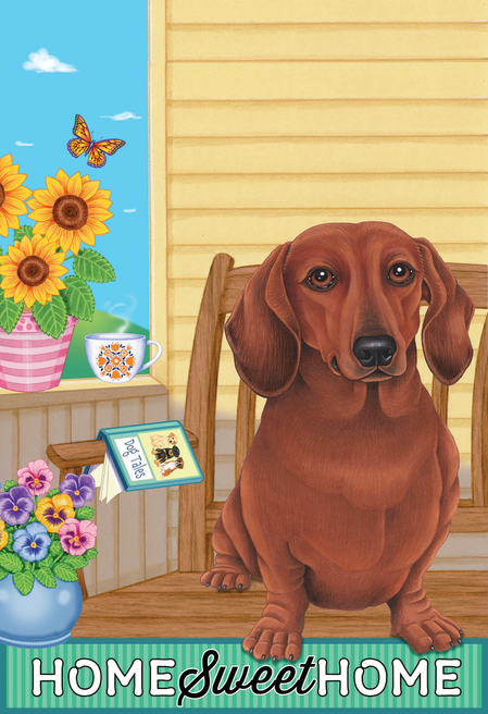 Dachshund Red - Tomoyo Pitcher Home Sweet Home Outdoor Flag - Outdoor's
