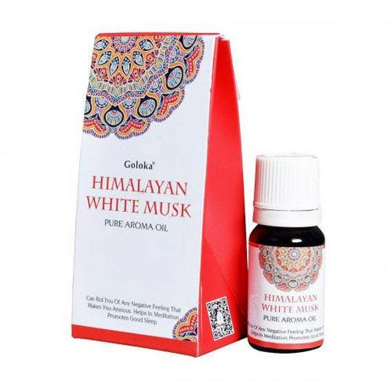 Himalayan White Musk pure aroma oil bottle with matching box, Goloka