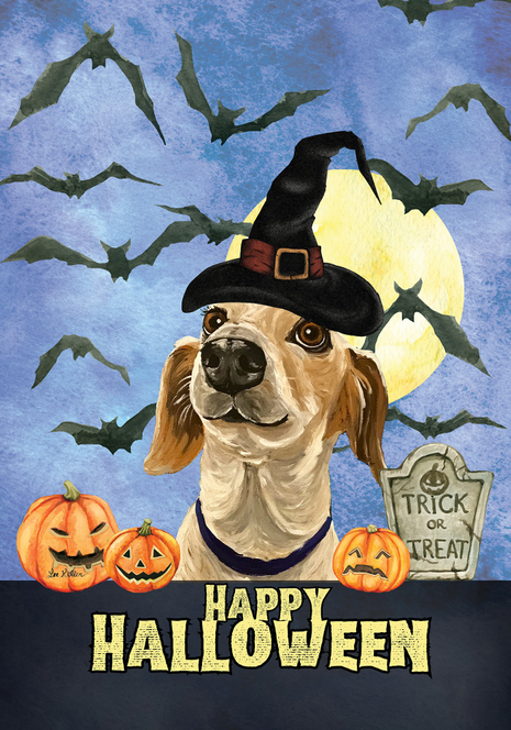Dachshund Piebald - Hippie Hound Studio Best of Breed Halloween House and Garden Flag - 1 / Garden 12" x 17" - Outdoor's