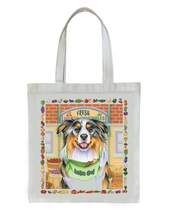 Australian Shepherd Blue Merle - Tomoyo Pitcher   Dog Breed Tote Bags - 1 - Bags & Wallets
