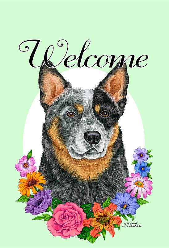 Australian Cattle Dog Blue - Best of Breed Welcome Flowers Outdoor Flag - 1 / Garden 12" x 17" - Outdoor's