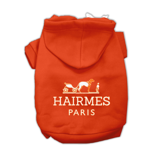 Orange dog hoodie with hood and HAIRIMES PARIS logo on front