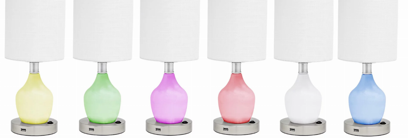 Angel-Gen 2 lamps with pastel globe shades and white bases