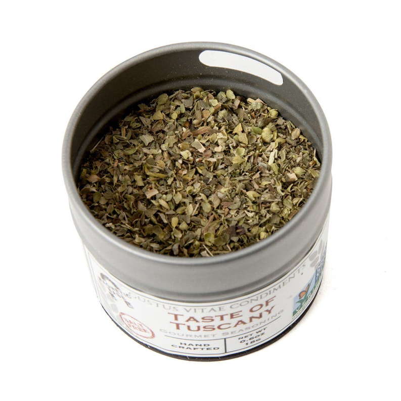 Tuscany seasoning tin filled with dried herb blend