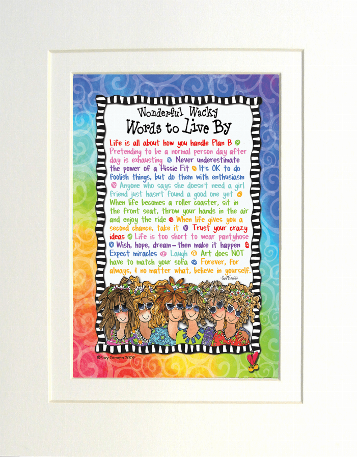 Framed wisdom quote wall art with rainbow border and illustrated group below text