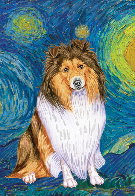 Siberian husky garden flag with brown and white dog portrait artwork