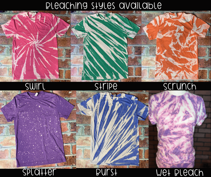 Bleached T-shirt with swirl pattern, orange and white, short sleeves