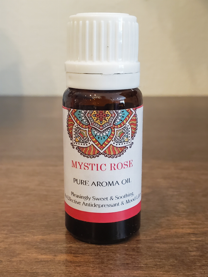 Mystic Rose pure aroma oil bottle with white ribbed cap