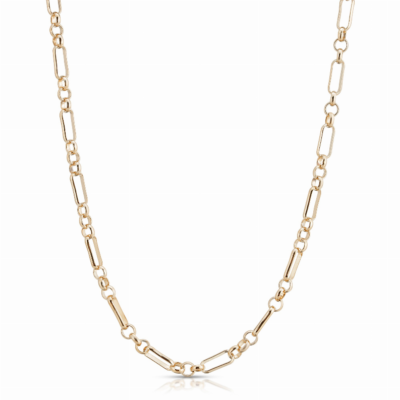 Small multi-link eyewear chain with gold-tone and black-accent links