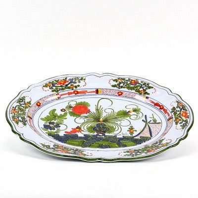 FAENZA-CARNATION Large Oval platter - 1 / 16 X 13 (Dimensions measured in Inches) - Kitchen