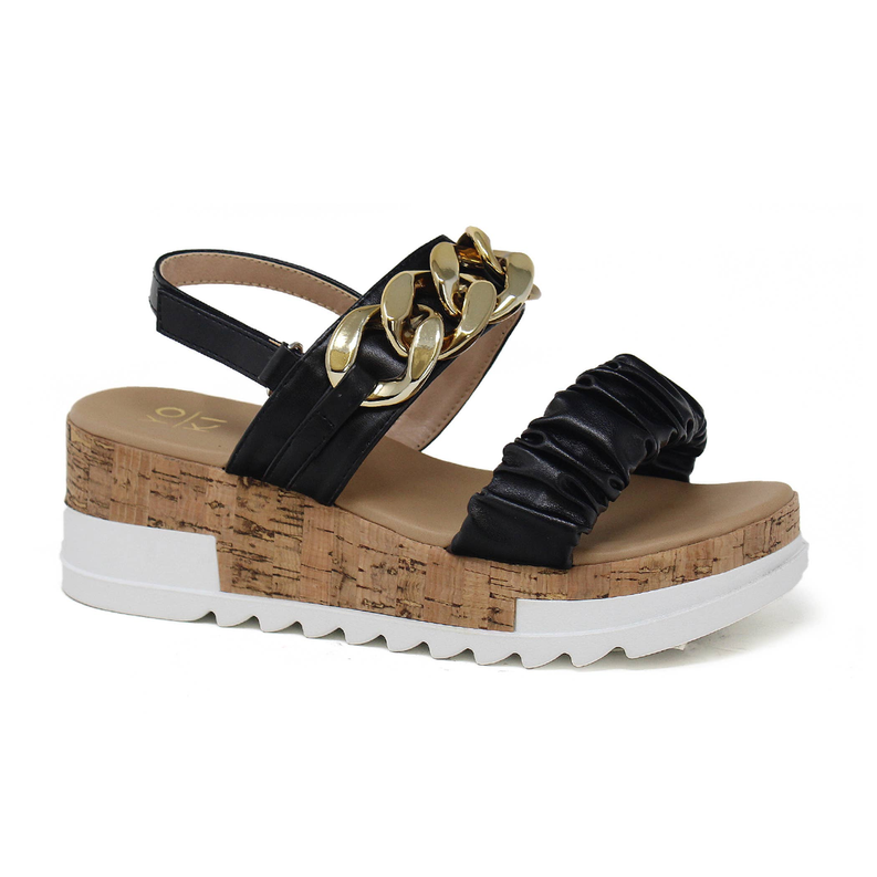 BRENDA-22 Women's Open Toe Cork Platfrom Sandal - Black / 18 /…