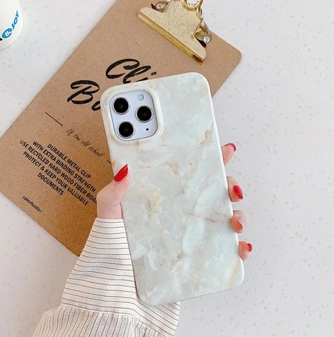 Glossy white marble phone case for iPhone XS Max with triple camera cutouts
