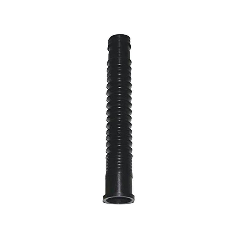 Ribbed black extension spout with open end