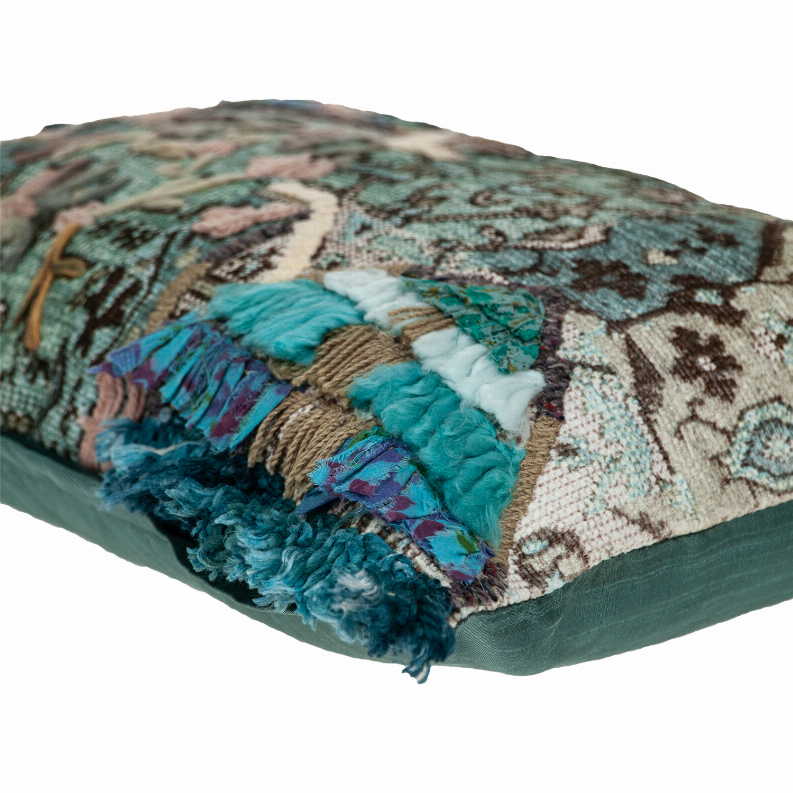 Parkland Collection Adya multicolor pillow cover close-up, layered tassels and trim
