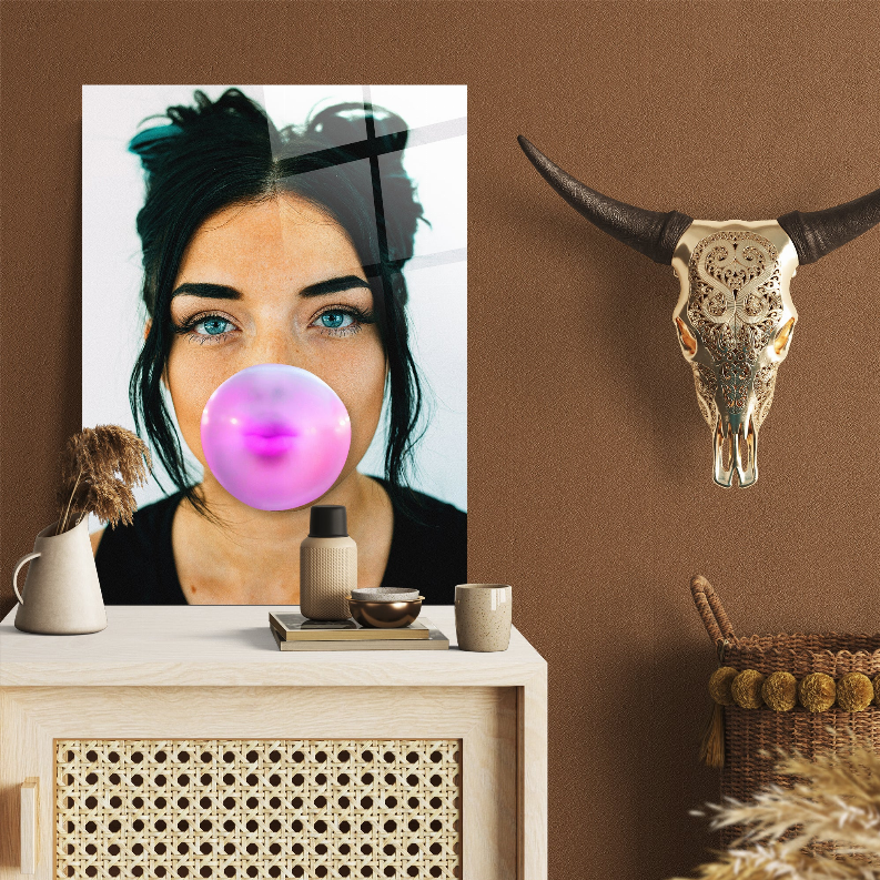 Blue Eye Women Gummy Glass Wall Art - 1 / 11.8" x 17.7" Inches - Home Decor