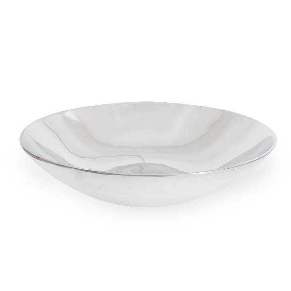 White salad bowl with shallow rounded rim and smooth glossy finish