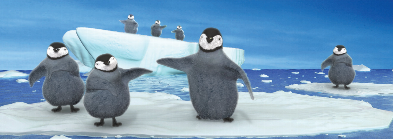 Penguin animal art motion bookmark featuring dancing penguins