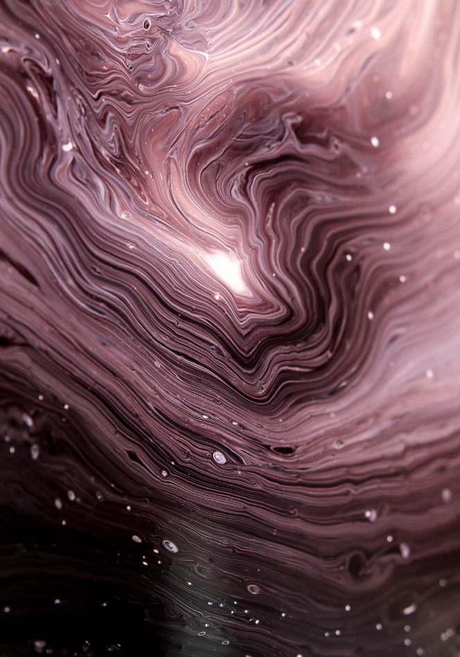 Marble glass wall art with swirling purple and pink marbling, glossy highlights